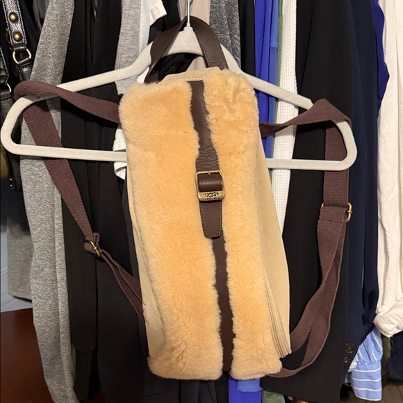 Vintage UGG Australia Fuzzy Beige Backpack with Brown Straps main image 7